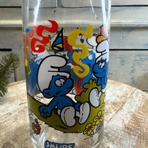 Vintage 1983 Peyo Smurf Drinking Glass Harmony Smurf Wallace Berrie